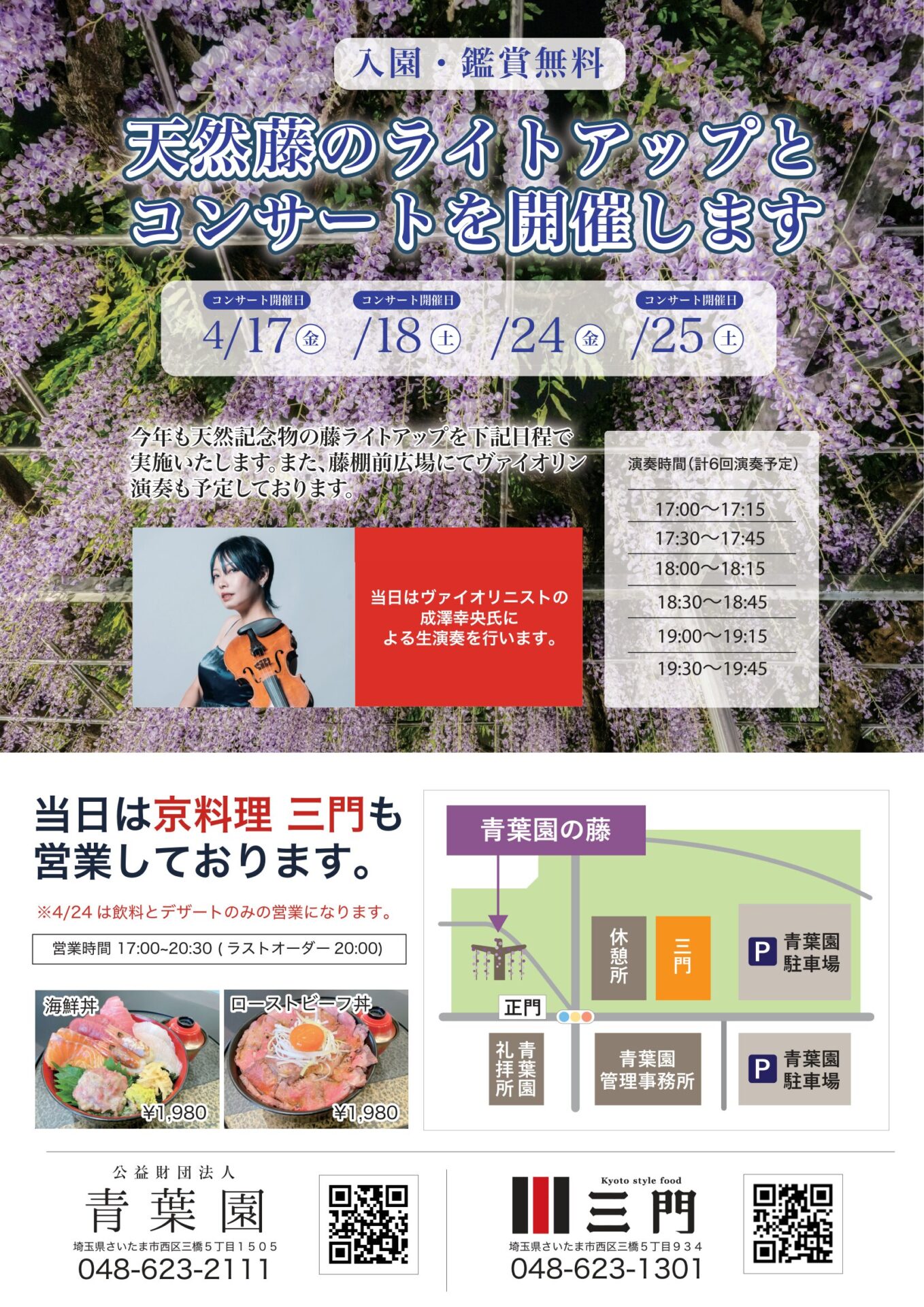 天然藤ライトアップとコンサート開催のお知らせ