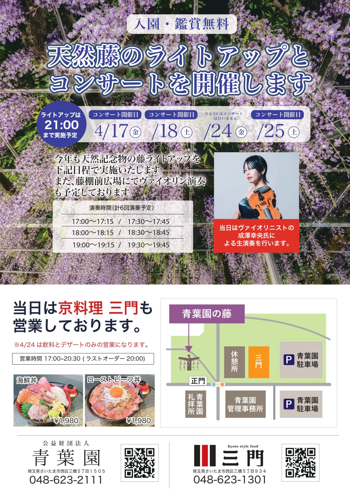 天然藤ライトアップとコンサート開催のお知らせ